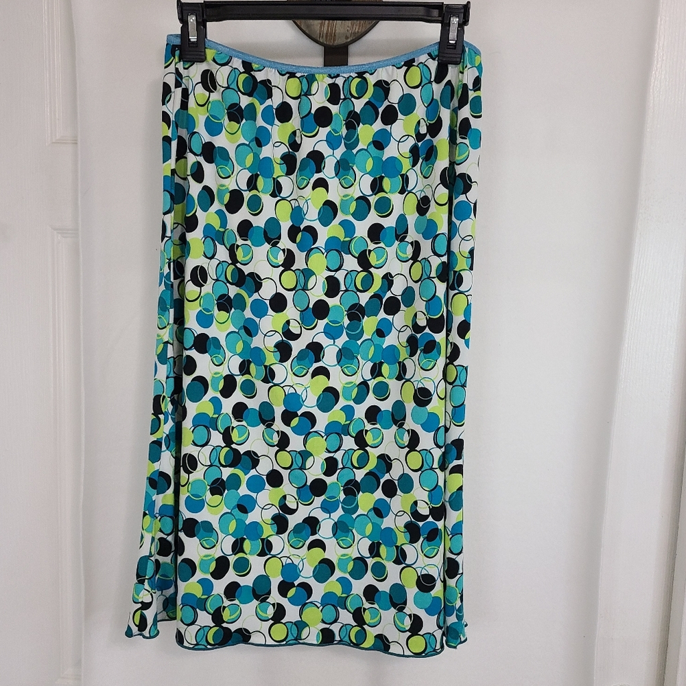 Wrapper Woman's Contemporary Style Skirt, Size: XL Color: Patterned Circles